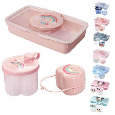 Imagem de Kit Bolsa Porta Lenço Umedecido Dosador Leite Pó Pote Chupeta - PLASUT