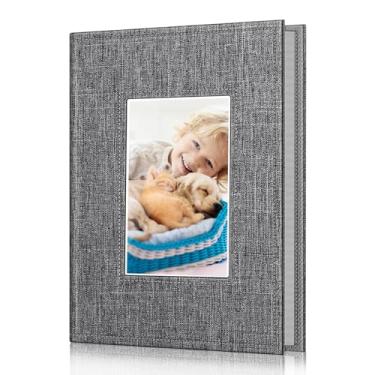 Imagem de Fintie Álbum de fotos fotos 10 x 15 - 52 bolsos pequena pequena capacidade premium capa de couro vegano, carteira portátil para casamento, meninos, meninas, floco de neve, cinza