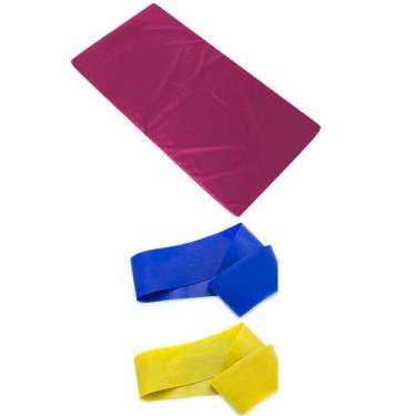 Imagem de Kit Colchonete Academia Ginástica Várias Cores + Mini Bands Niveis Lev