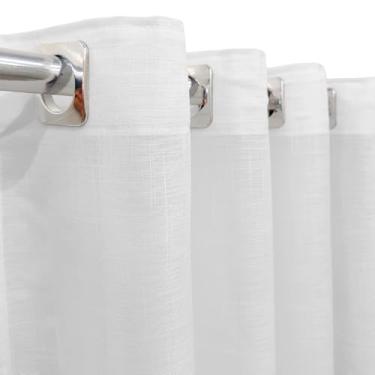 Imagem de Cortina Voil Gaze De Linho Branco 4,00x2,30 Sala Ou Quarto Alto Padrão