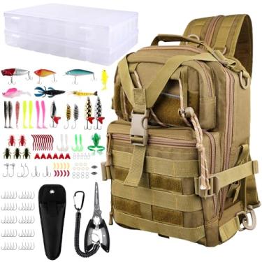Imagem de Mochila de pesca com 136 peças, mochila de pesca com acessórios, kit de ferramentas de pesca, alicate de peixe, conjunto de equipamentos de pesca de água salgada para homens e mulheres presentes