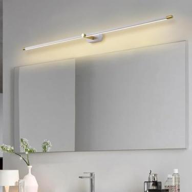 Imagem de GZZBMY Iluminação de parede espelho de banheiro luzes frontais tira longa lâmpada de parede LED moderna alumínio acrílico arandela luzes de imagem escadas quarto sala de estar decoração de fundo (luz