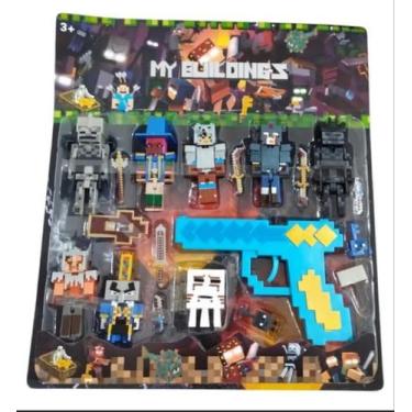 Imagem de Brinquedo Kit Bonecos Minecraft Steve Creeper Esqueleto Armaduras - So