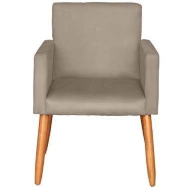 Imagem de Poltrona Cadeira Decorativa para Recepção sala de estar resistente reforçada pés madeira MOBLAN decor (Cappuccino)