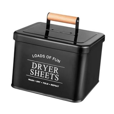 Imagem de ＫＬＫＣＭＳ Recipiente para lençóis de secadora de roupas, suporte para lençóis de secadora, organizador de caixa de armazenamento moderna de metal portátil para, Preto