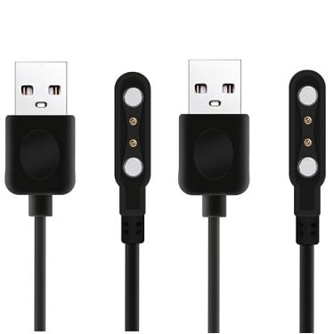 Imagem de Aliwisdom [Pacote Com 2] Carregador Universal Para Relógio Inteligente Magnético De 4 Mm, Acessórios Smartwatch, Cabo Substituição 2 Pinos, Espaçamento Contato Compatível 3,8 Mm A 4,2