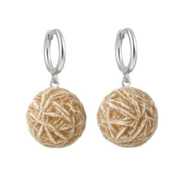 Imagem de Brinco de Argola Rosa do Deserto - Cristal Natural, Prata 925