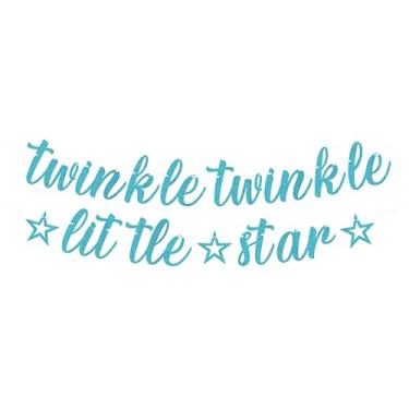 Imagem de Faixa pré-amarrada Twinkle Twinkle Little Star - Decoração de chá de bebê com tema de estrela brilhante azul celeste para meninos ou meninas, perfeita para festa de revelação de gênero/festa de