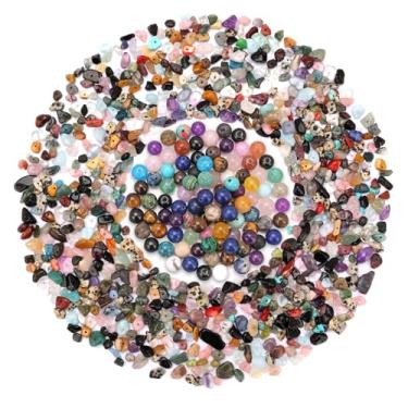 Imagem de GolbalJew 100 peças de contas de pedra de cristal natural de 8 mm e 400 peças de 5-8 mm irregulares de pedras preciosas lascas de contas soltas sortidas para pulseira, colar, brincos, fabricação de