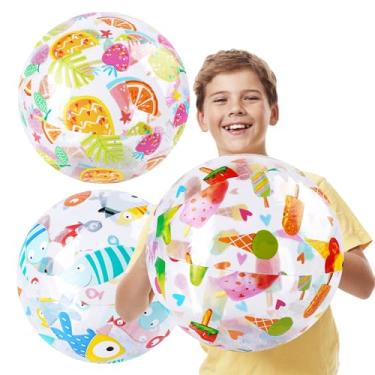 Imagem de Fizzazzle Pacote Com 3 Bolas De Praia Infláveis 20" Para Piscina - Brinquedos Grandes E Duráveis Crianças Adultos, Perfeitos Festas, Natação, Decorações Divertidas Eventos Ao Ar Livre