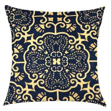 Imagem de Capa de Almofada Marble Atmo Marinho Impermeável 45x45cm - Sua Casa De