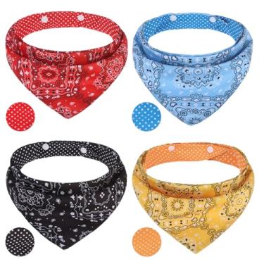 Imagem de PAWCHIE Bandanas para cães, pequenos estilos reversíveis, cachecol triangular, babador - ajustável com dois botões - conjunto de lenços acessórios para cães, filhotes e gatos, vermelho