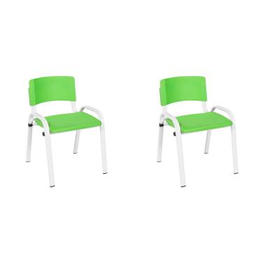Imagem de Kit 2 Cadeiras Escolares ISO Infantil Base Branca Estrutura Metálica