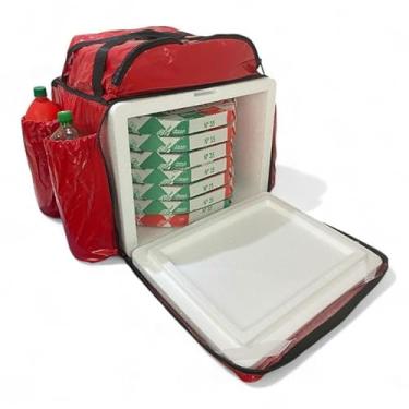 Imagem de Mochila de Motoboy Bag para entregas delivery Mochila térmica entrega impermeável reforçada(Vermelho com isopor)