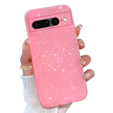 Imagem de TURYXIA Capa rosa para Pixel 7 Pro, para Google Pixel 7 Pro, com glitter para mulheres, meninas, fofa, brilhante, neon brilhante, cor brilhante, capa de celular macia para Google Pixel 7 Pro de 6,7