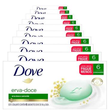 Imagem de Kit Sabonete Em Barra Dove Erva-Doce E Camomila 90g 6 Sabonetes - Com 10 Unidades