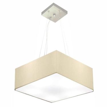 Imagem de Lustre Pendente Quadrado Md-4196 Cúpula em Tecido 15/45x45cm Algodão Crú - Bivolt