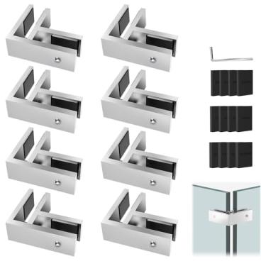 Imagem de Gyykzz Pacote Com 8 Corrimãos De Vidro T316 Grau Marítimo Para Prender, Suporte Aço Inoxidável Balaustrada, Clipe Acabamento Acetinado 90 Graus Cerca Piscina, Deck Varanda