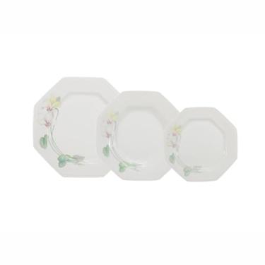 Imagem de Serviço de Baixela 18 Peças em Porcelana, Modelo Prisma, Octogonal, Decoração Encanto, Porcelana Schmidt