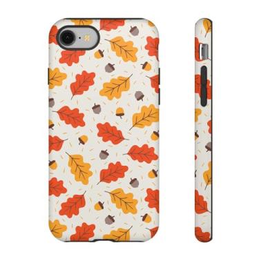 Imagem de Capa de telefone de folha de outono, capa protetora de outono, capa fofa para iPhone, capa com padrão de folha, acessório de tecnologia sazonal fosco