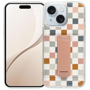 Imagem de Walli Capas para iPhone 14, carteira estética, porta-cartões, comporta até 2 cartões - capa de telefone bonita e moderna para mulheres, serve para iPhone 14, com suporte e alça de dedo