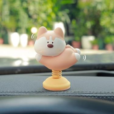 Imagem de COGEEK Decoração de painel de carro de cachorrinho balançando, enfeite de tela central de carro tremendo, presente de decoração bonito para escritório, casa e jardim (Shiba Inu)