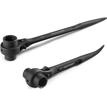 Imagem de MAXPOWER Conjunto de 2 chaves de andaime, andaime de soquete duplo 7/20.3 cm x 3/10.2 cm e ferramenta de andaime de catraca métrica de 17 mm x 19 mm