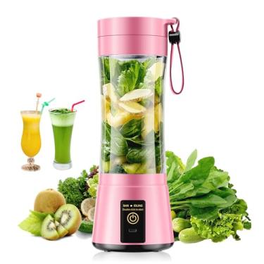 Imagem de Liquidificador portátil de tamanho pessoal sem fio – liquidificador faz smoothies e shakes, copo de viagem sem BAP de 350 ml, espremido rapidamente no escritório/piquenique/sprots