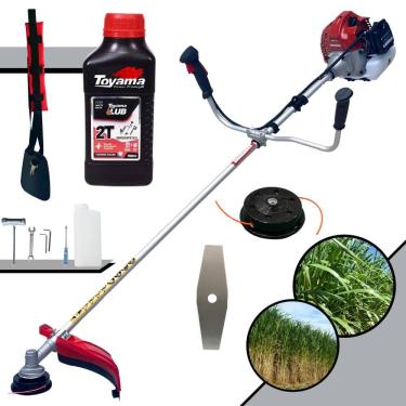 Imagem de Roçadeira Multifunções Kawashima BCJ521-L À Gasolina 2,5HP de Potência 52cc 10.000rpm Com Carretel de Nylon + Faca 2 Pontas + ÓLEO TOYAMA 2 Tempos