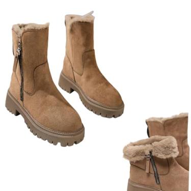 Imagem de Bota Feminina Camurça Forrada Nº36 | Solado Tratorado Antiderrapante