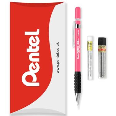 Imagem de Pentel Lapiseira automática série 120 A315 + refil de 12 HB + refis de tubo de borracha - na embalagem do travesseiro - 0,5 mm - rosa