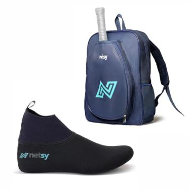 Imagem de Sapatilha Meia Beach Tenis + Mochila Raqueteira Raquete (Azul, 36/37)