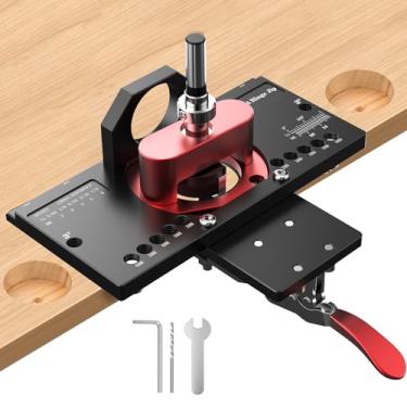 Imagem de M-T Gabarito de dobradiça oculta com grampo rápido e adaptador de vácuo de 35 mm dobradiças de porta de armário de 35 mm gabarito de perfuração de ferragens para marcenaria ferramenta de montagem de