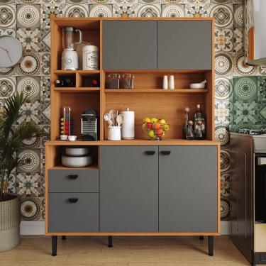 Imagem de Armário De Cozinha Completa Veneza 4 Portas 2 Gavetas - Movelove Jequitiba-grafite Jequitiba-grafite