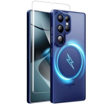 Imagem de TSEHHOL Capa para Samsung Galaxy S24 Ultra com protetores de tela e capa completa para câmera, capa magnética para Galaxy S24 Ultra Drop à prova de choque fosca translúcida para Samsung S 24 Ultra