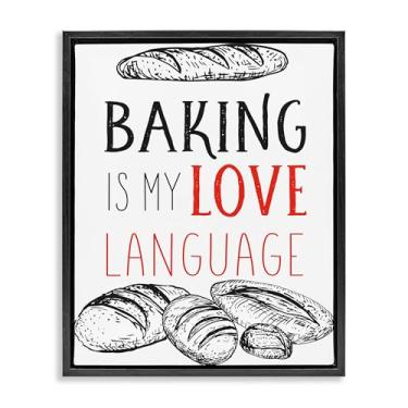 Imagem de Stupell Industries Arte de parede em tela flutuante emoldurada preta Baking My Love Language por Diane Labombarbe, 78 x 63 cm