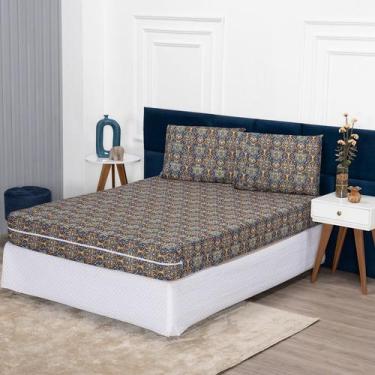 Imagem de Capa de Colchão Solteiro 25cm + Fronha Protetor com Zíper Malha Estamp