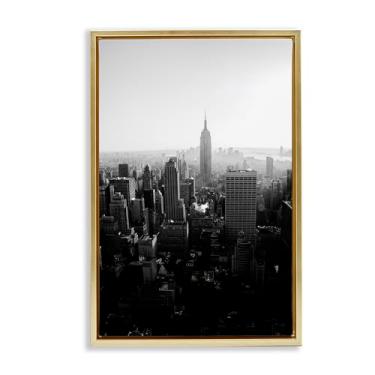 Imagem de Stupell Industries Design de arte de parede em tela flutuante em ouro monocromático edifício império por Aledanda, 78 x 53 cm