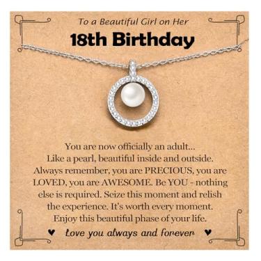 Imagem de EPIRORA Presentes de aniversário para meninas, joias de aniversário de 10/13/16/18 anos apresentam ideias para adolescentes, filha, neta, irmã, sobrinha, amigas, 40,6 + 5 cm, colar com pingente de