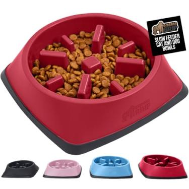 Imagem de GORILLA GRIP Tigelas para cães com alimentação lenta pendente de patente, brinquedo interativo para cães e gatos, mantém os animais de estimação ocupados e evita que os filhotes comam demais, todas as