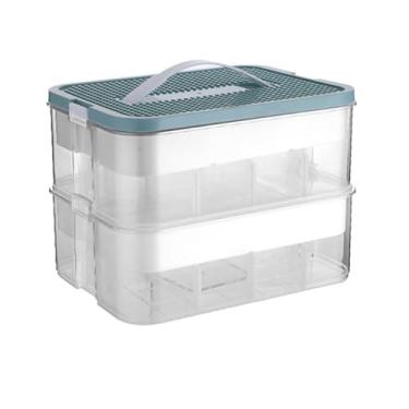 Imagem de Edifício de bloco de plástico de armazenamento de brinquedos empilháveis com tampa vários compartimentos de grande capacidade para crianças para crianças (2 níveis verde (30,5x23x23cm))