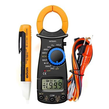Imagem de Kit Alicate Amperímetro Detector De Tensão Fase Caneta Teste