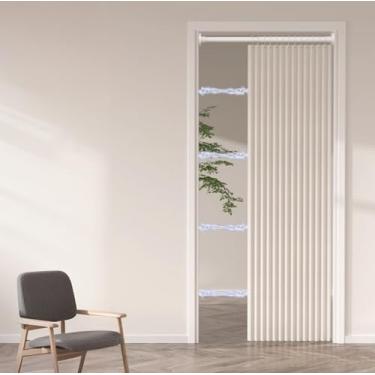 Imagem de Icegrey Cortina magnética blackout para porta dobrável sanfonada porta de armário cortina divisória de quarto cortinas plissadas para quarto, sala de estar, porta, bege, 1 painel