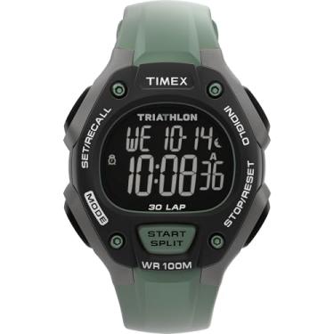 Imagem de Timex Relógio masculino clássico triatlo 30 voltas 38 mm - pulseira verde mostrador digital caixa preta