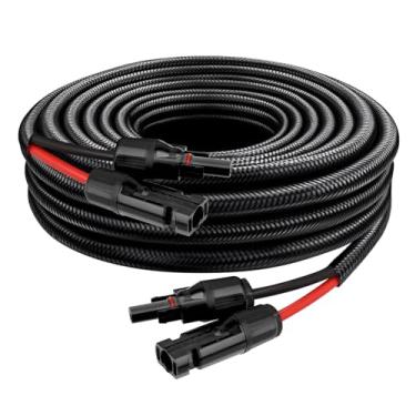 Imagem de XRDS -RF Cabo de painel solar de 3 m, cabo de extensão solar 10AWG com conectores solares macho e fêmea, cabo solar protetor retardador de chamas, fio fotovoltaico à prova de intempéries para conexão