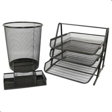 Imagem de Kit Organizador de Documento Para Mesa Com Porta Caneta e Lixeira Meta
