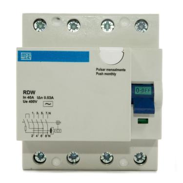 Imagem de Interruptor Diferencial Residual DR 40A 30mA 4P RDW30404 Weg
