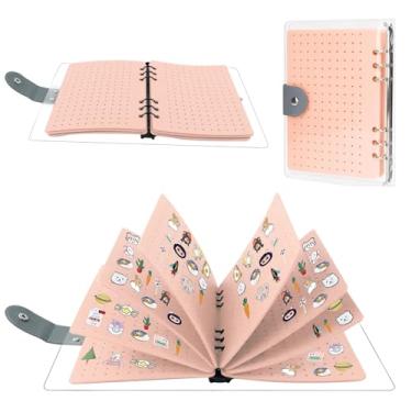 Imagem de Qivine Livro de exibição de alfinetes esmaltados, expositor de 350 compartimentos, pequeno livro de pinfólio, livro de troca com 8 páginas para colecionadores de viagem, broches, adesivos (rosa)