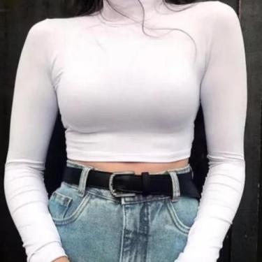 Imagem de Cropped Manga Longa Gola Alta Estilo Inverno - Freitas Modas, Branco, 