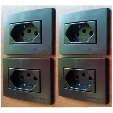 Imagem de 4 Tomada Para Móvel 3 Pinos 20a Femea Embutir Painel Preto Margirius